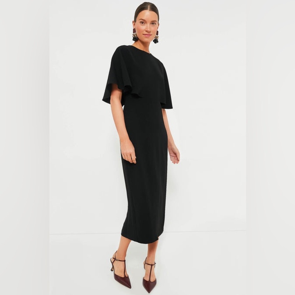 Tuckernuck Pomander Place Leah Cape Dress in Black Size 10 - Picture 2 of 9